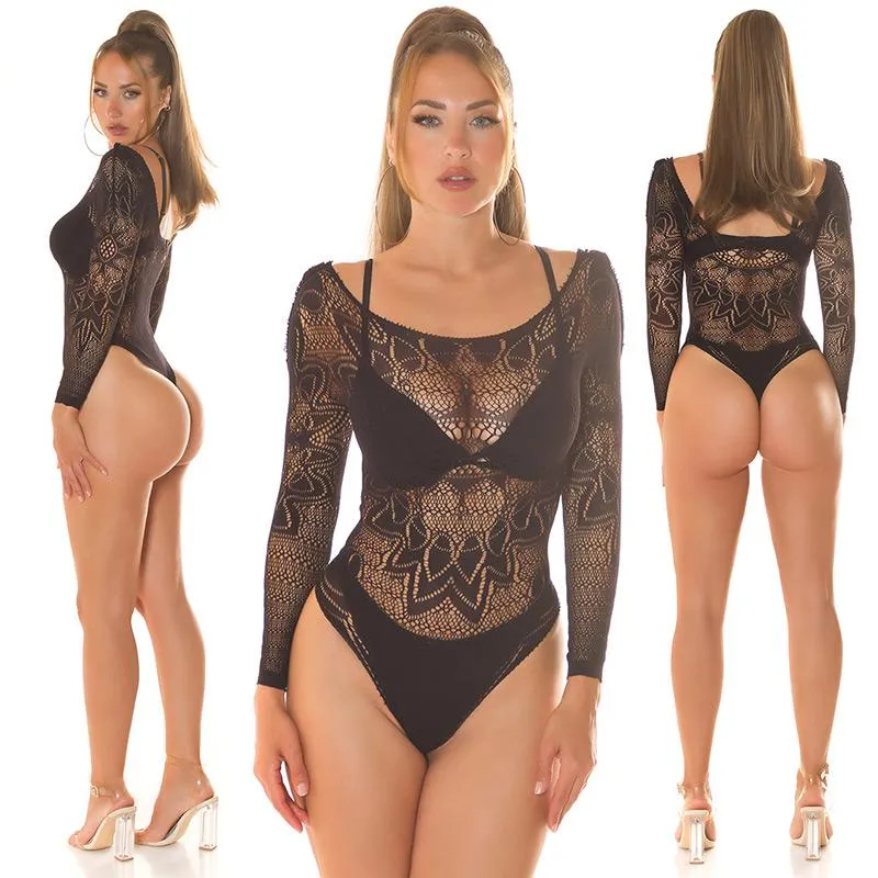 Body de manga larga en Red Negro