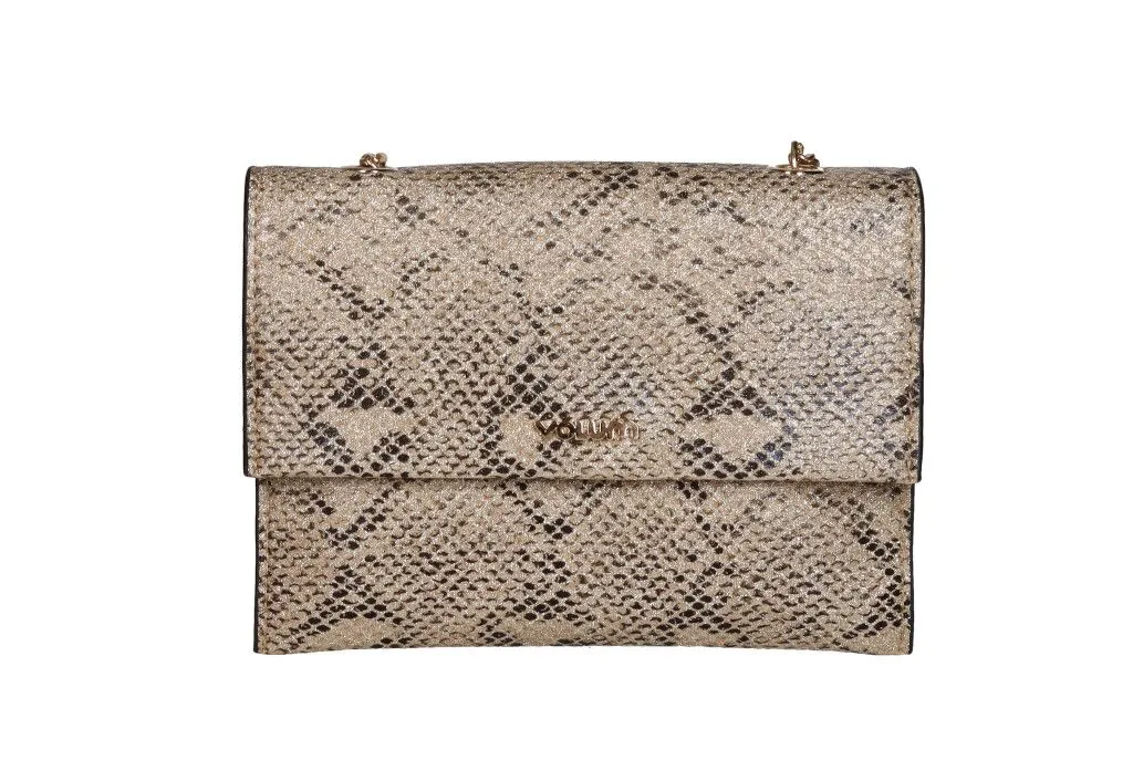 Bolso Serpi Metal Dorado Con Cadena