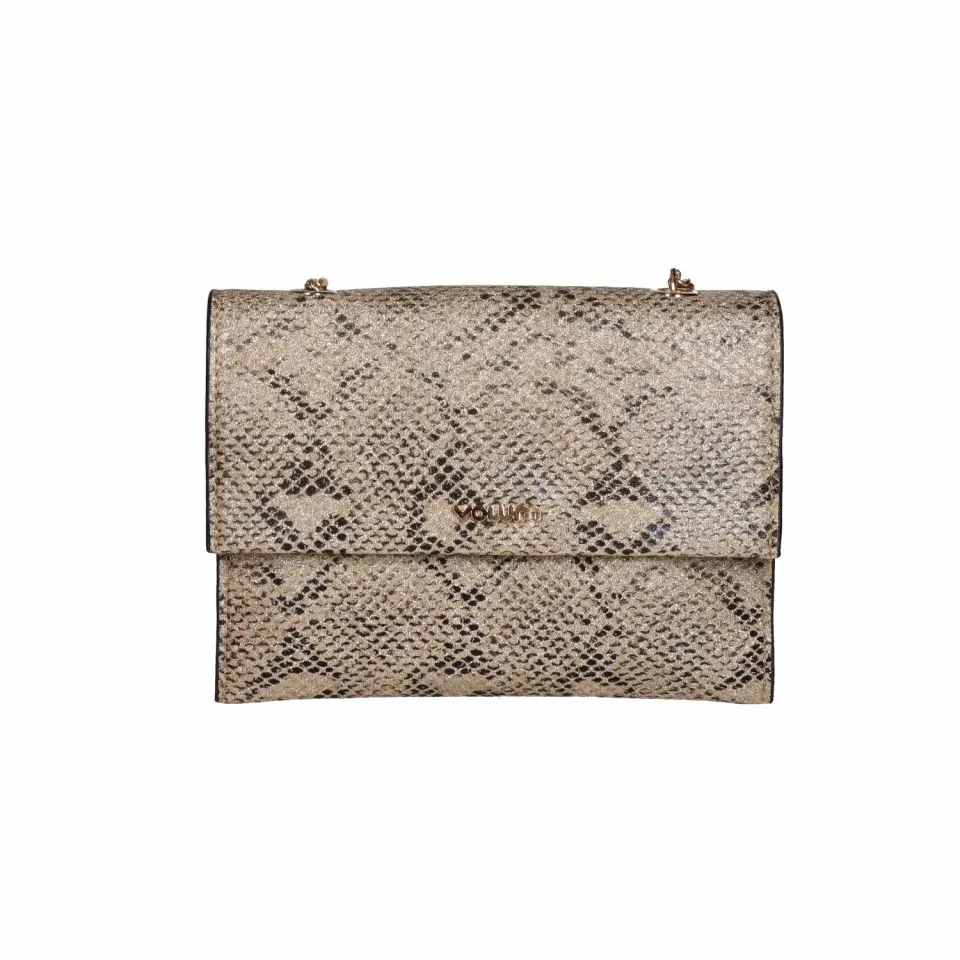 Bolso Serpi Metal Dorado Con Cadena