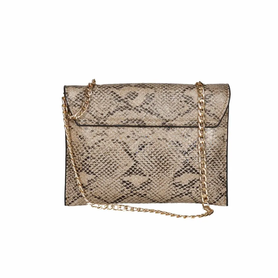 Bolso Serpi Metal Dorado Con Cadena