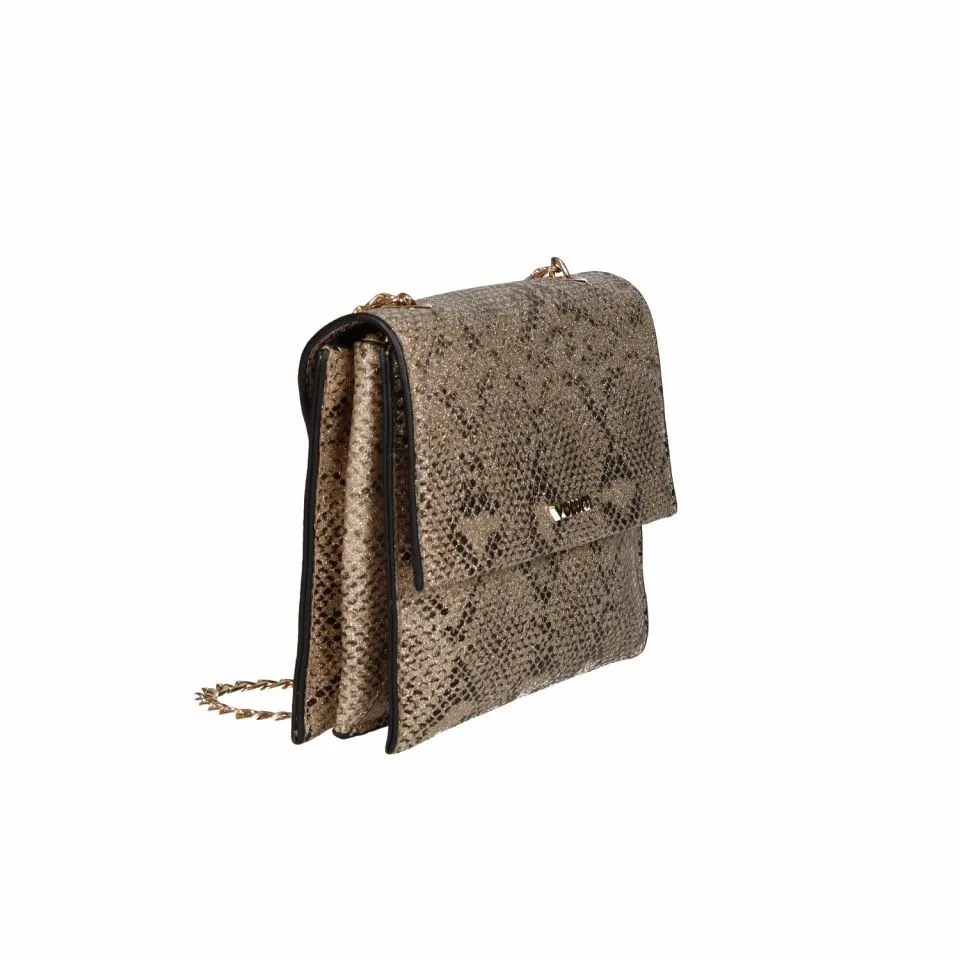 Bolso Serpi Metal Dorado Con Cadena