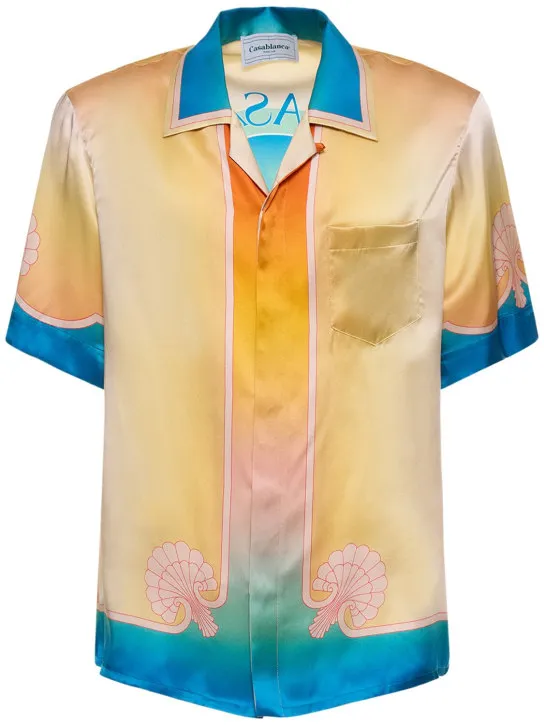 Camisa Cuban de manga corta de seda