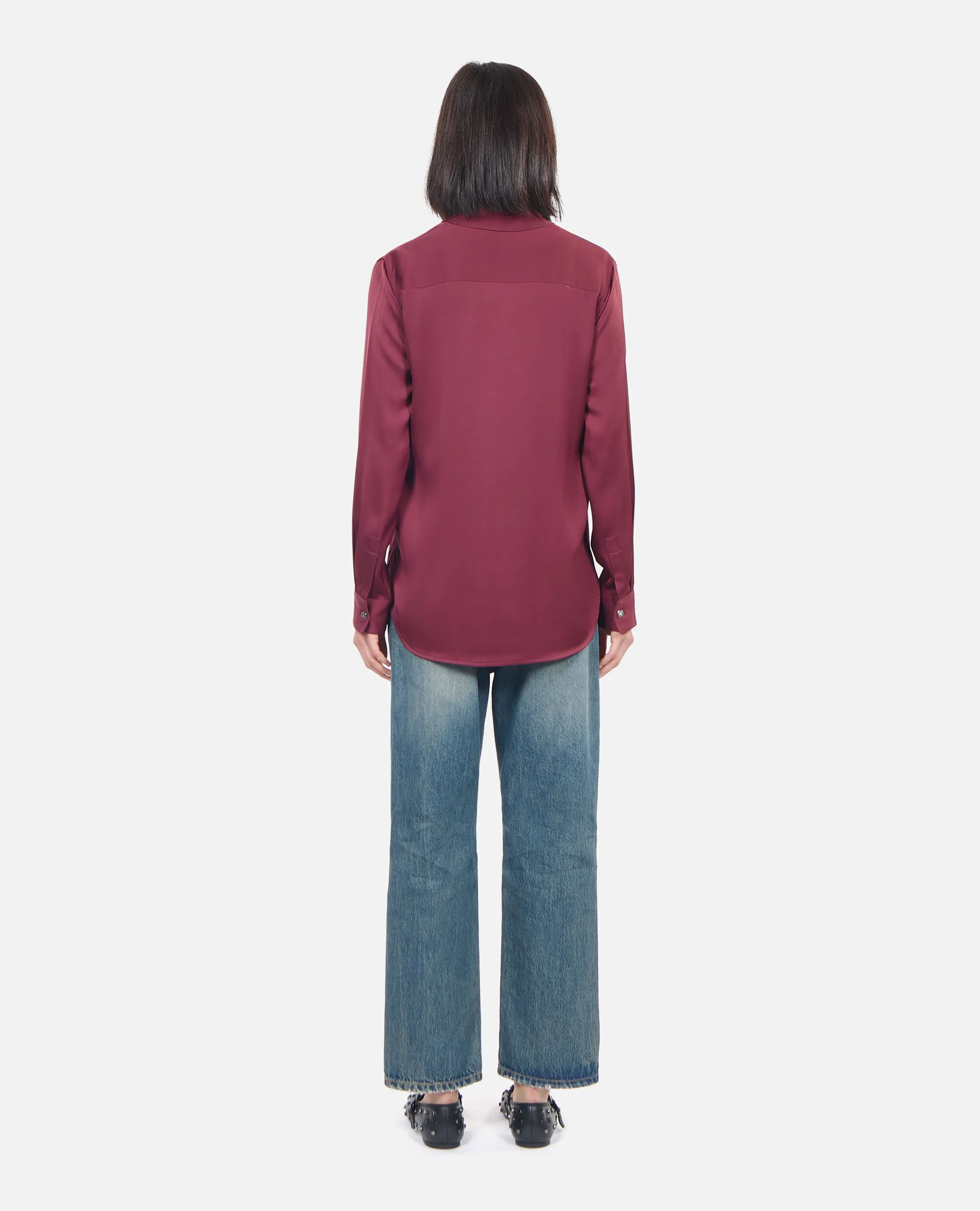 Camisa seda burdeos