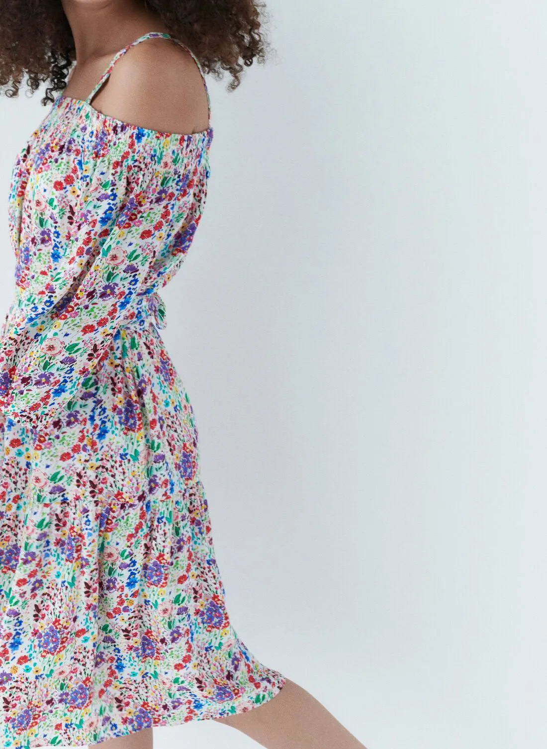 CAROLL REDEN  VESTIDO MIDI CON ESTAMPADO FLORAL EN AZUL