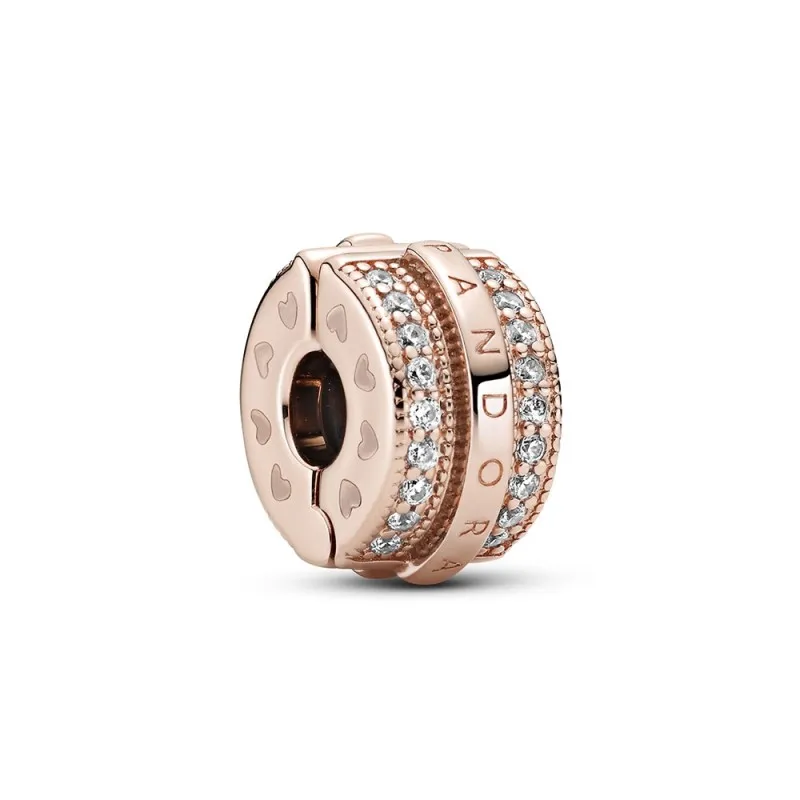 Clip Lineas brillantes y Logo Pandora Rosé 789042C01