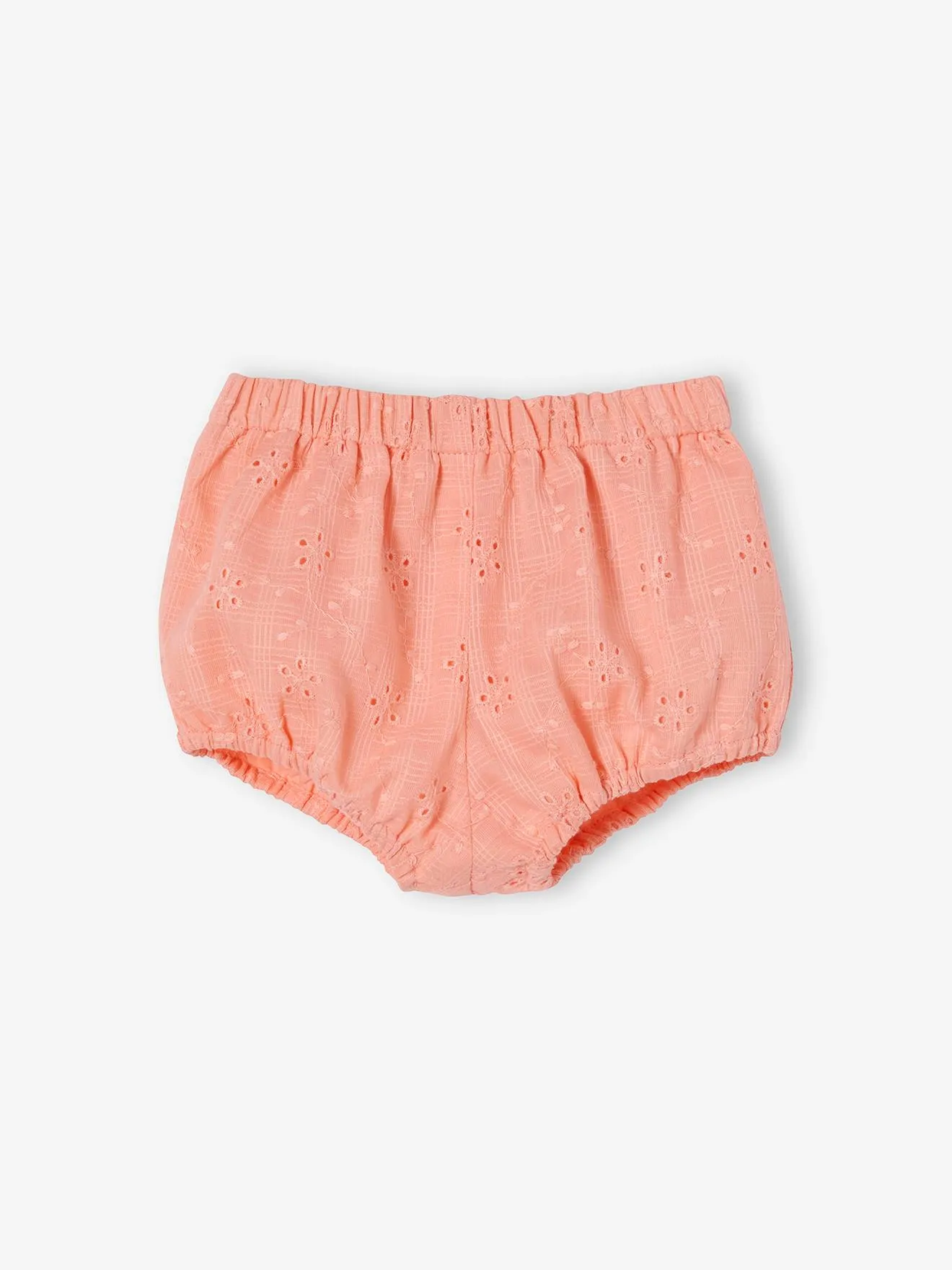 Conjunto de bordado inglés para bebé: vestido, pantalón bombacho y cinta del pelo