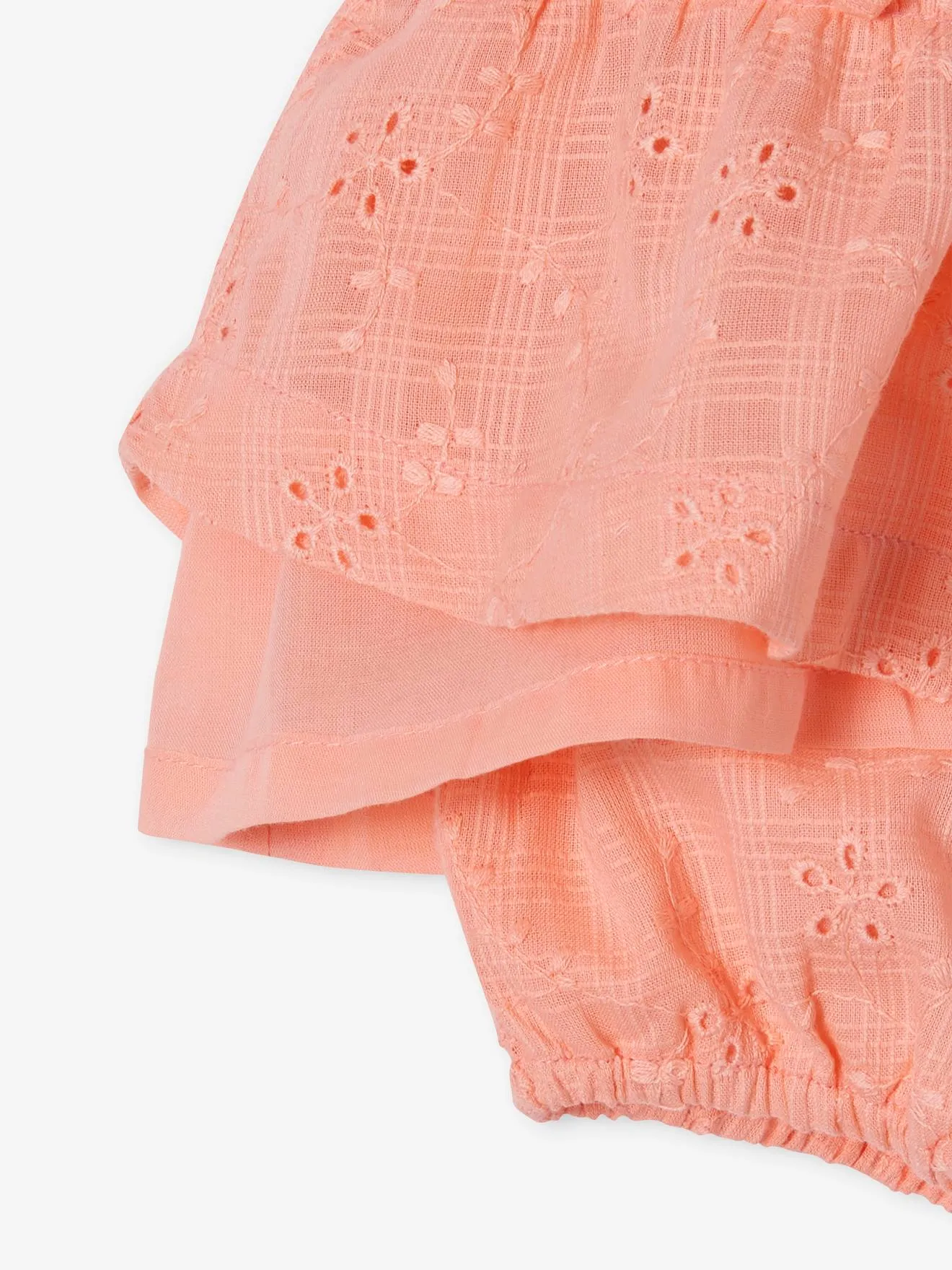 Conjunto de bordado inglés para bebé: vestido, pantalón bombacho y cinta del pelo