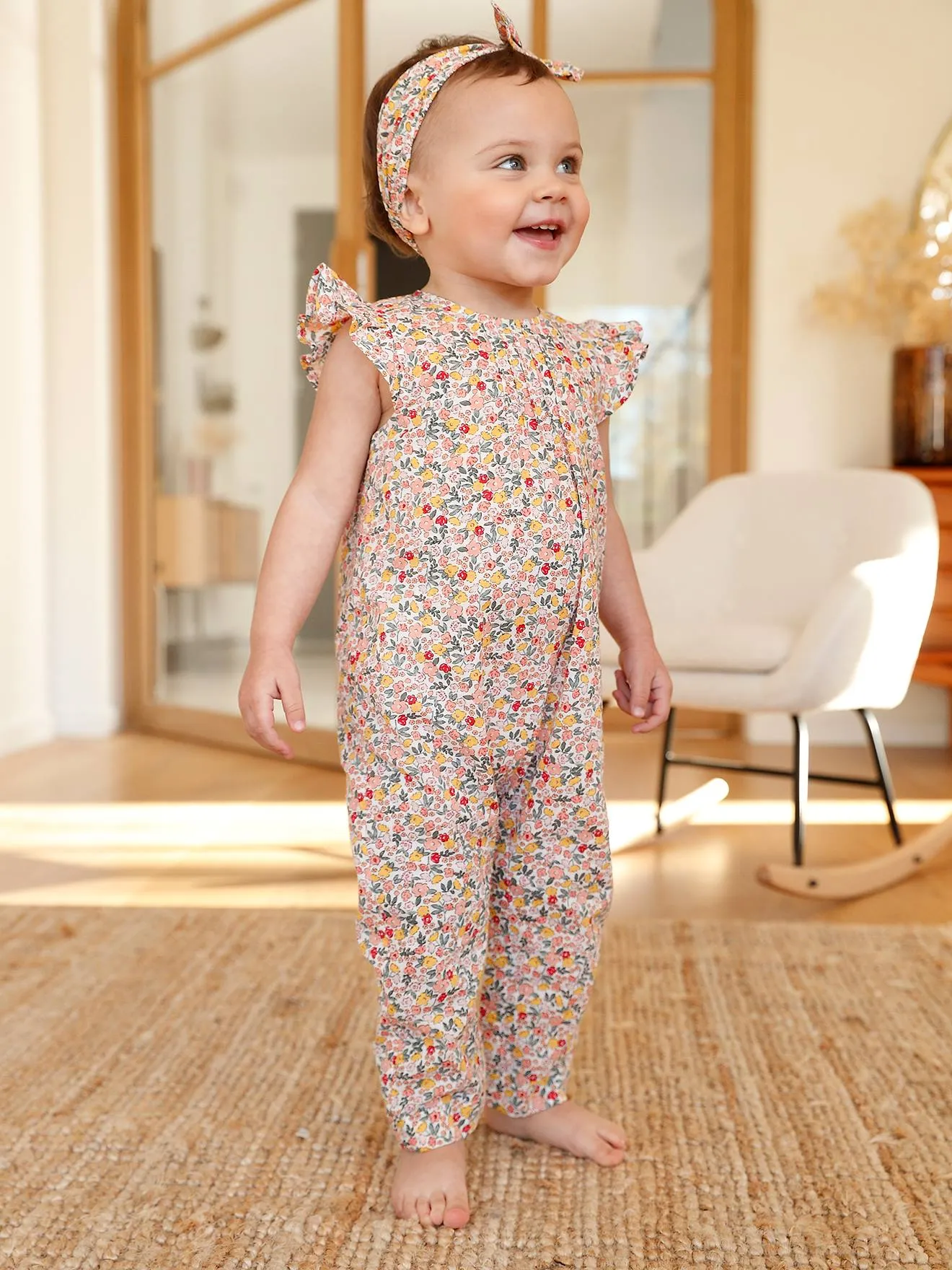 Conjunto de mono + cinta del pelo estampados para bebé niña