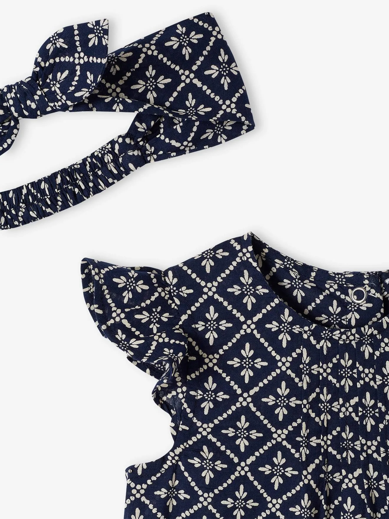 Conjunto de mono + cinta del pelo estampados para bebé niña