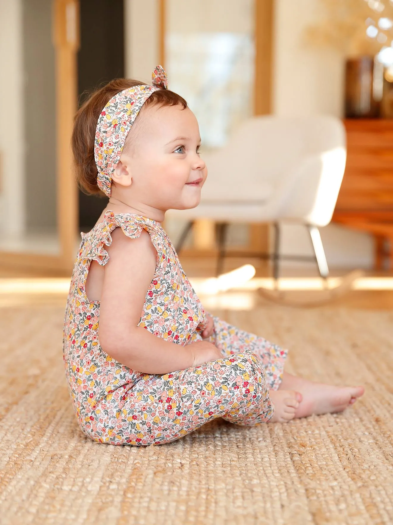 Conjunto de mono + cinta del pelo estampados para bebé niña