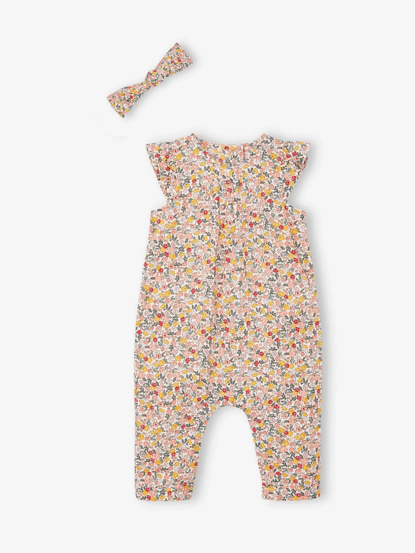 Conjunto de mono + cinta del pelo estampados para bebé niña