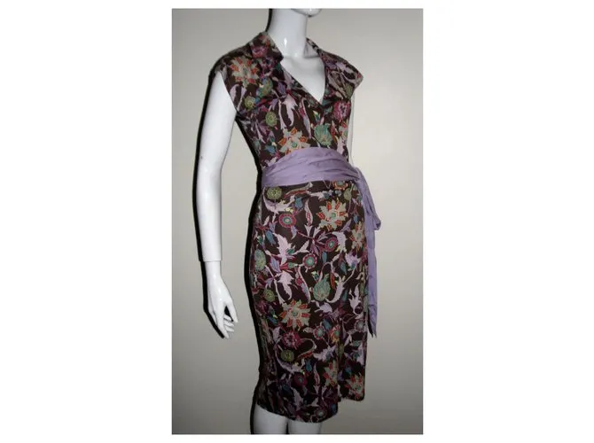 Diane Von Furstenberg Vestido cruzado de seda Attica Castaño Multicolor 