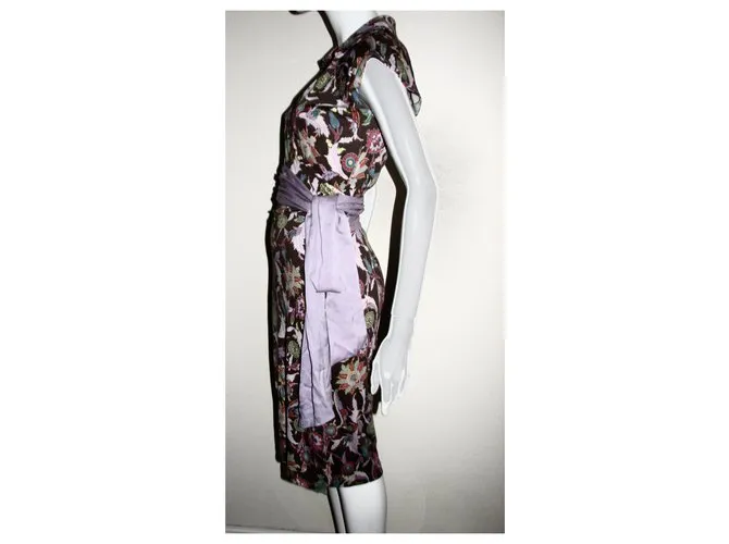 Diane Von Furstenberg Vestido cruzado de seda Attica Castaño Multicolor 