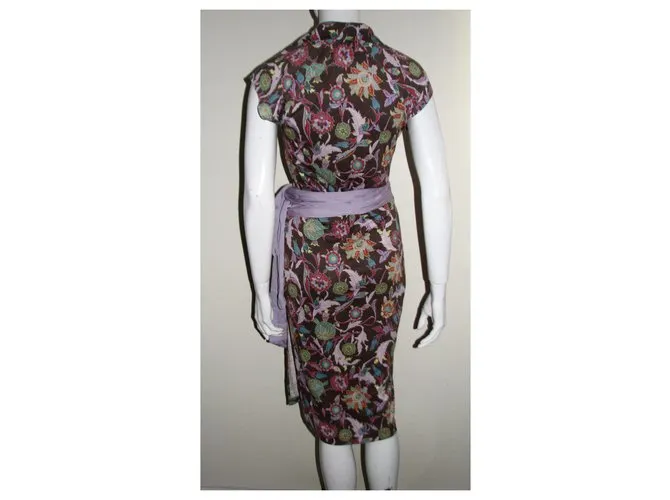 Diane Von Furstenberg Vestido cruzado de seda Attica Castaño Multicolor 