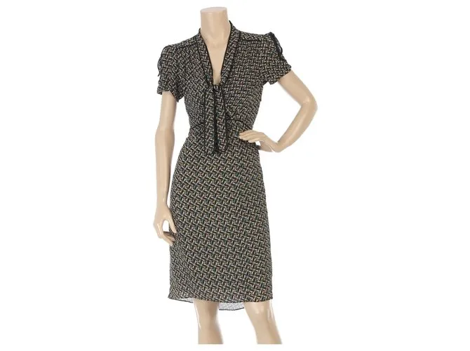 Diane Von Furstenberg Vestido de seda DvF Miss Kitt Negro Multicolor 