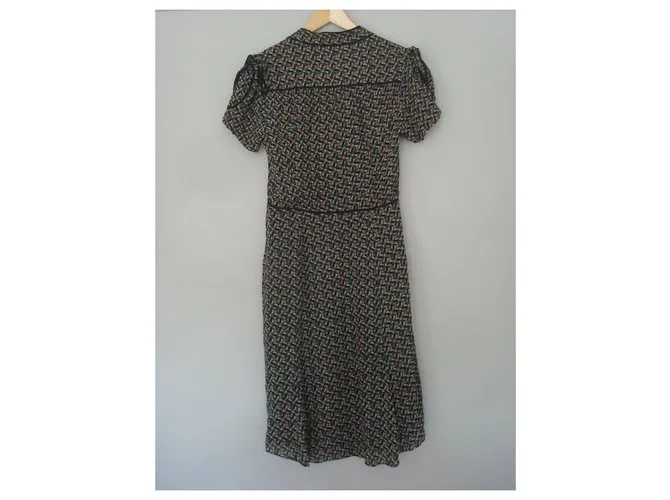 Diane Von Furstenberg Vestido de seda DvF Miss Kitt Negro Multicolor 