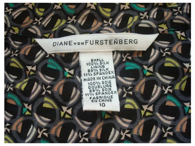 Diane Von Furstenberg Vestido de seda DvF Miss Kitt Negro Multicolor 