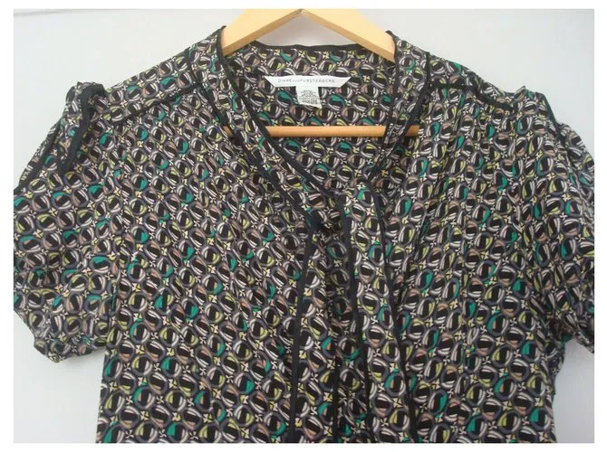 Diane Von Furstenberg Vestido de seda DvF Miss Kitt Negro Multicolor 