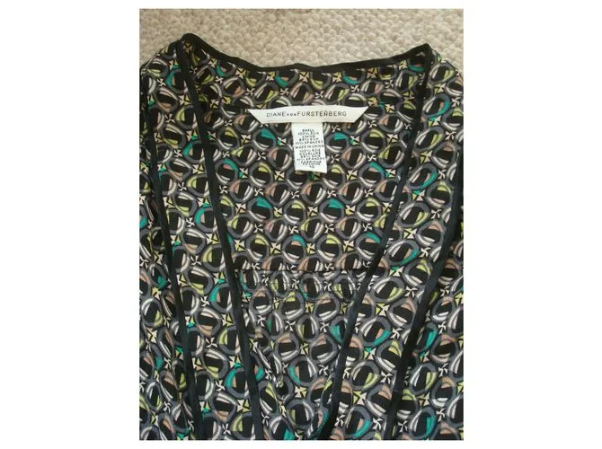 Diane Von Furstenberg Vestido de seda DvF Miss Kitt Negro Multicolor 