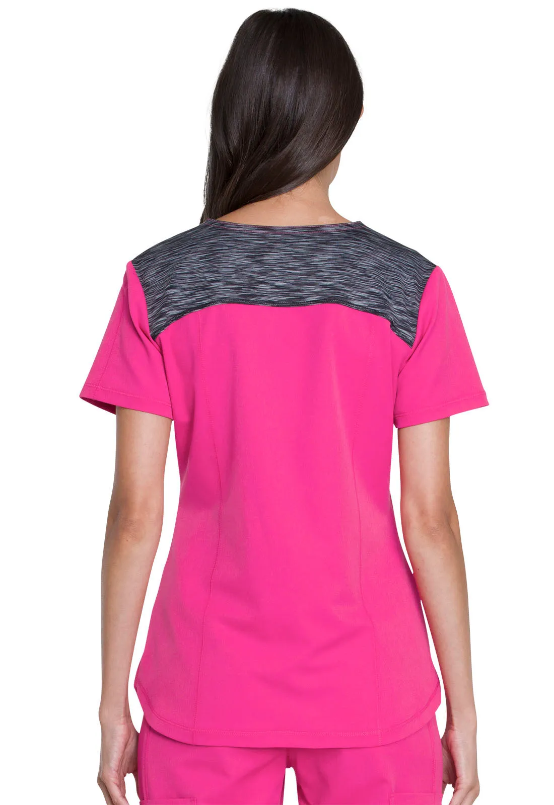 DICKIES DYNAMIX VNECK TOP IN HOT PINK