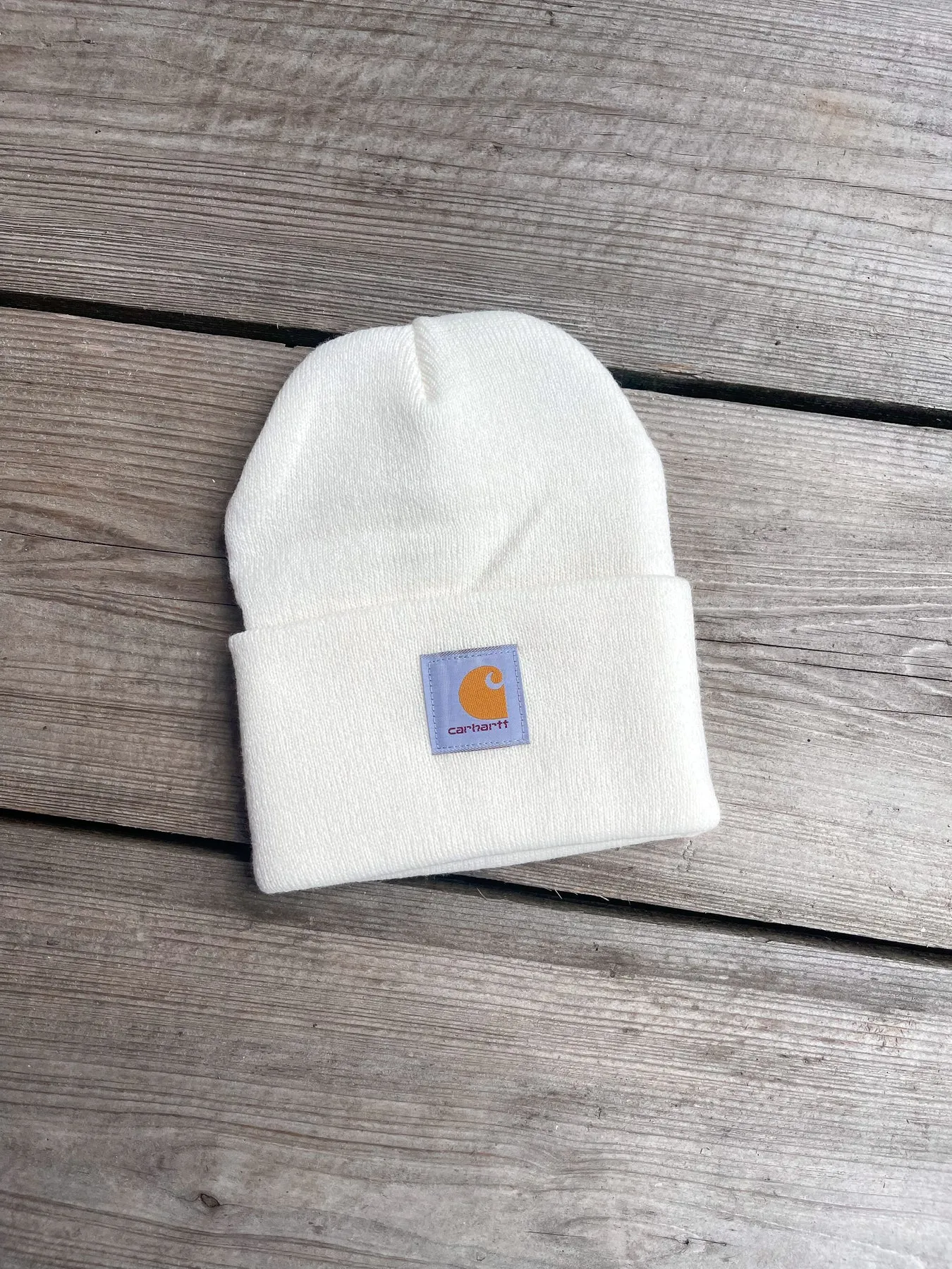 GORRO DE PUNTO CON PUÑOS CARHARTT EN BLANCO