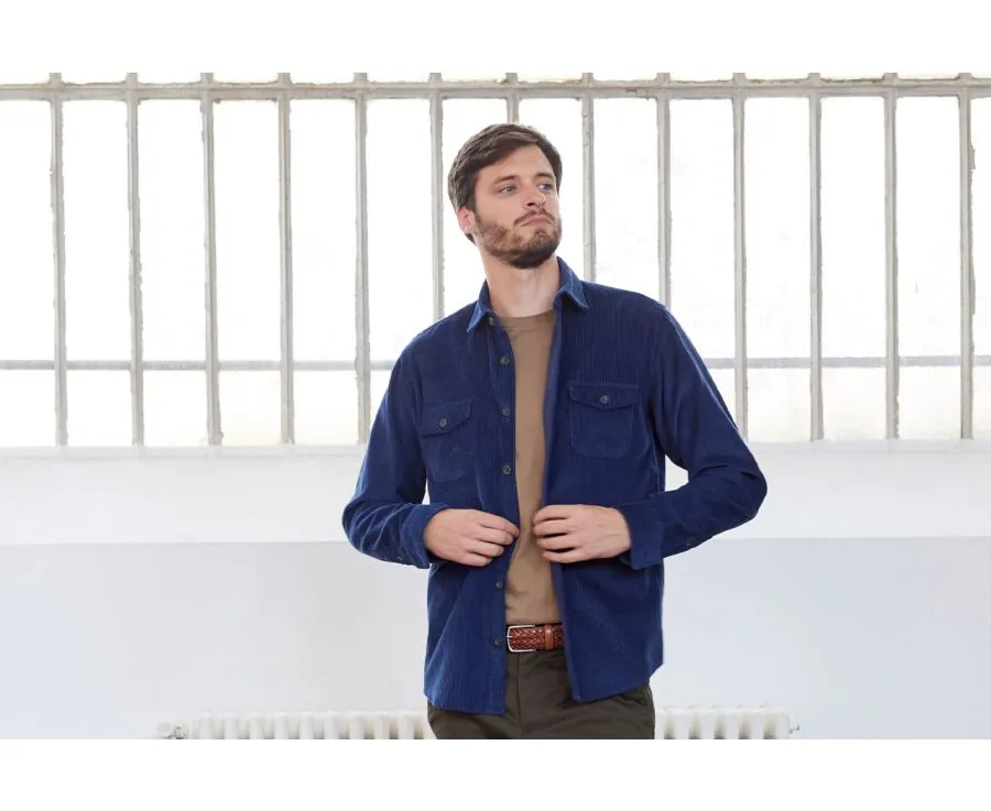 INDIGO CORDUROY OVER SHIRT  VICTORIN