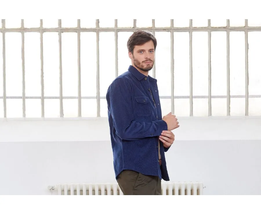 INDIGO CORDUROY OVER SHIRT  VICTORIN