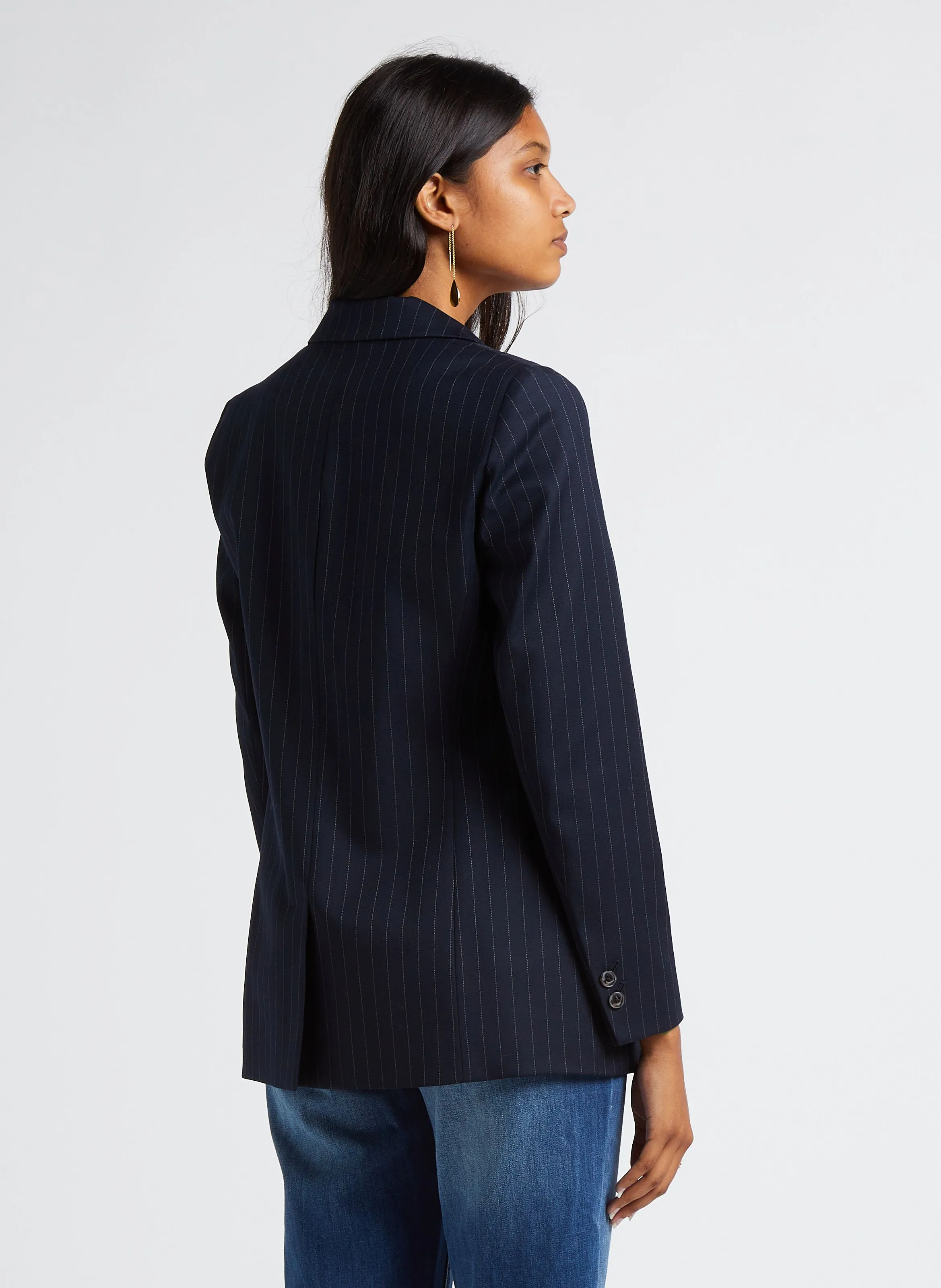 MAISON 123 FLORINE  CHAQUETA SASTRE AJUSTADA DE RAYAS EN AZUL