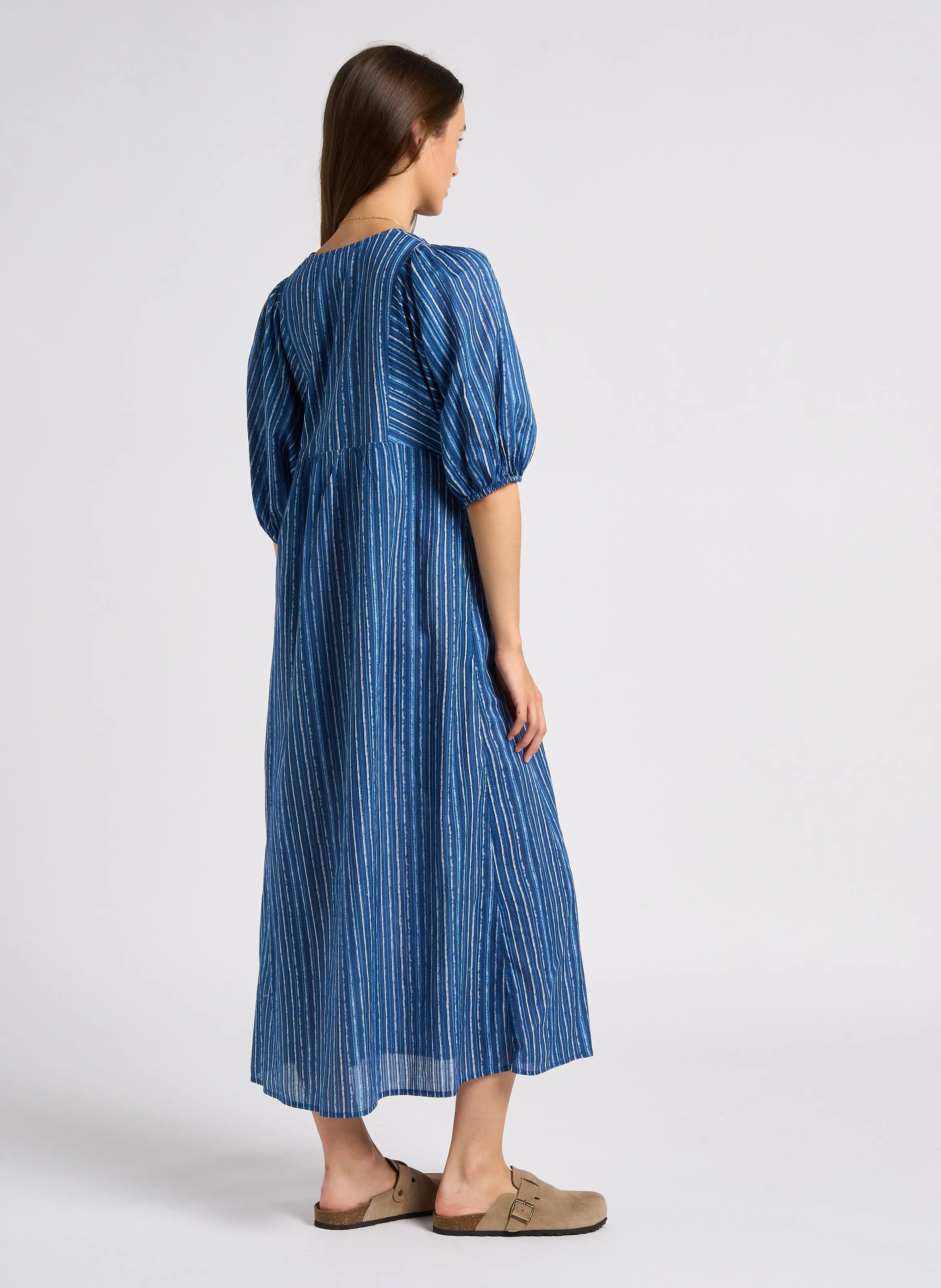 MARIE  VESTIDO AJUSTADO PLISADO EN AZUL