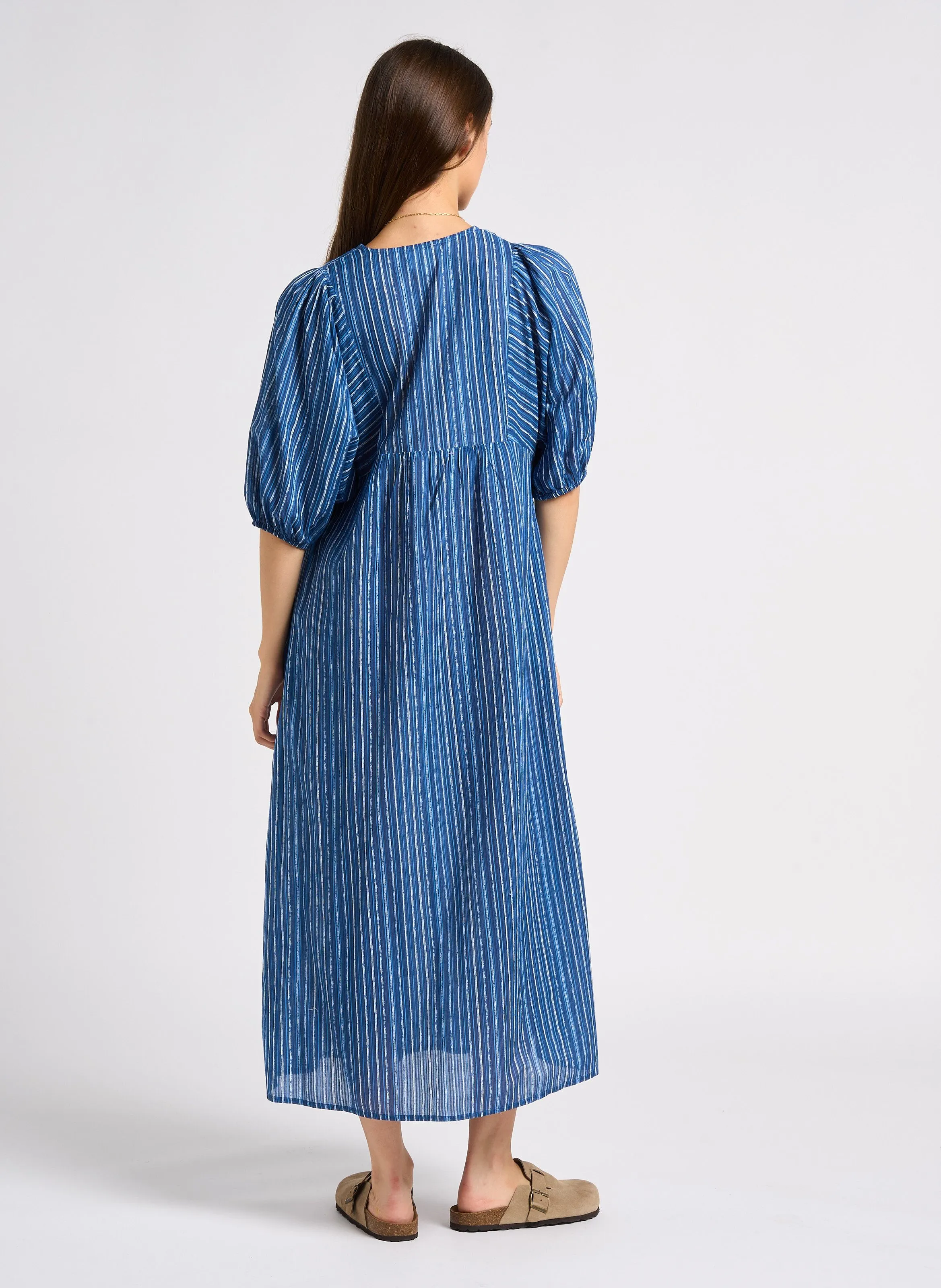 MARIE  VESTIDO AJUSTADO PLISADO EN AZUL