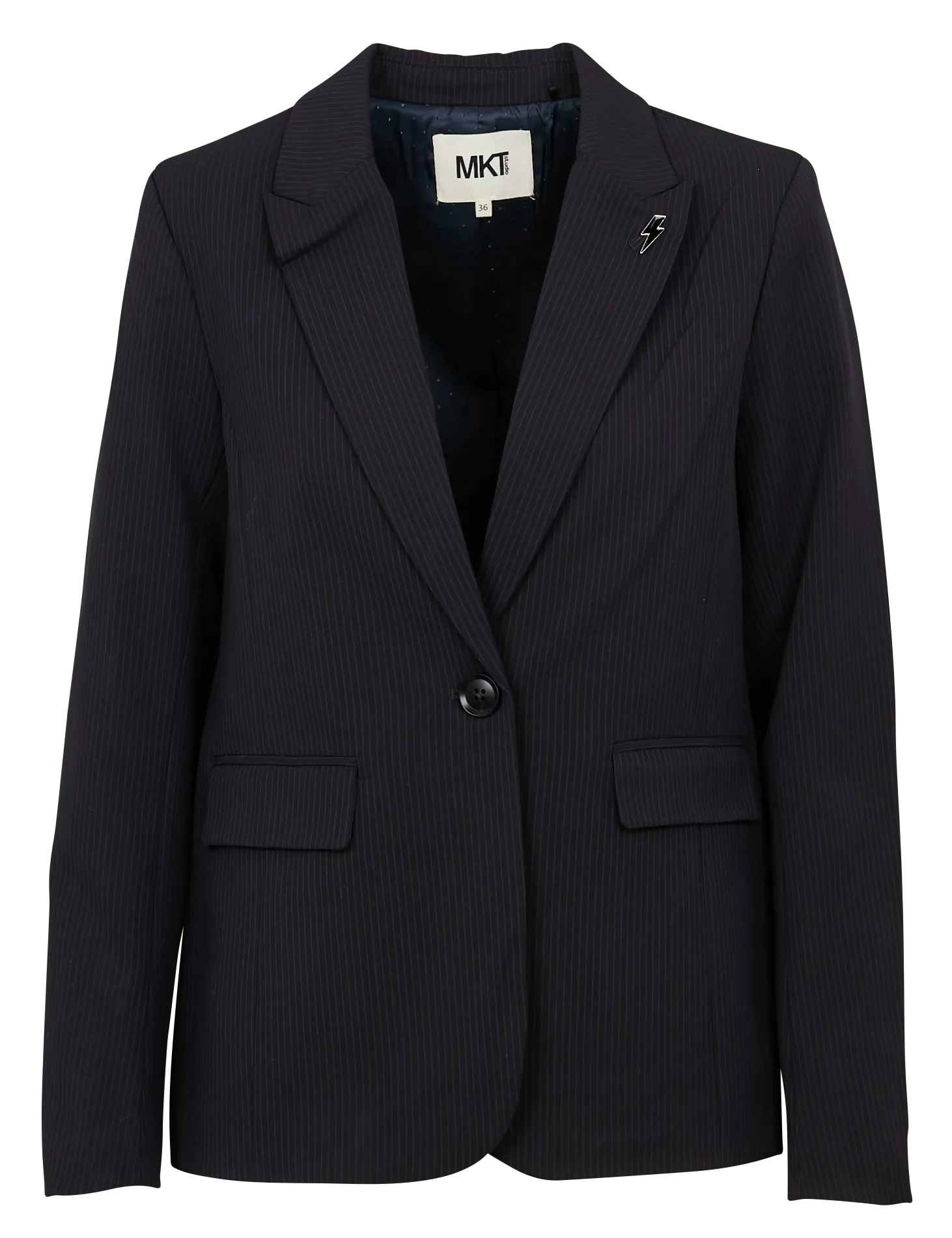 MKT VENIA  CHAQUETA DE SASTRE A RAYAS EN AZUL