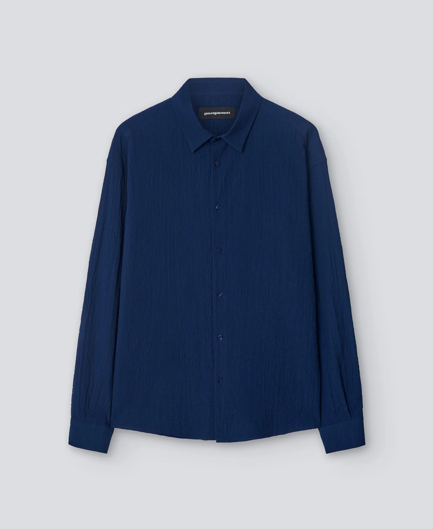 Navy blue cotton shirt man
