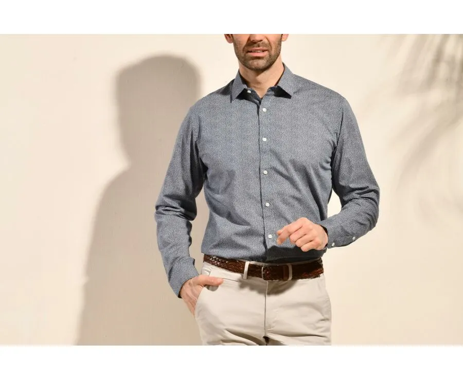 NAVY COTTON SHIRT WITH WHITE AND RED FLOWERS PRINT  PHILIMON