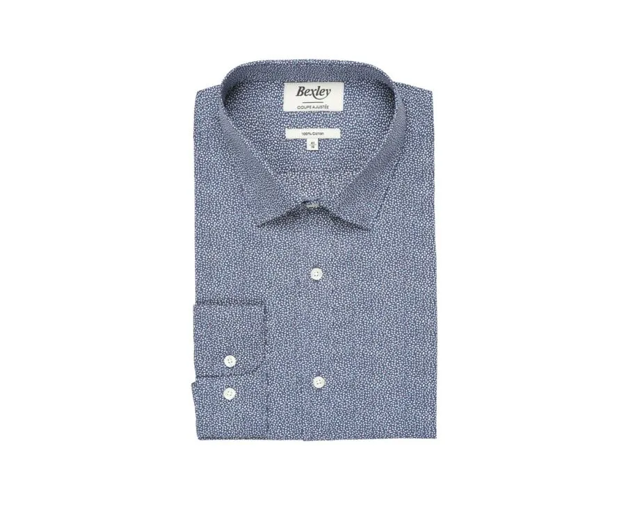 NAVY COTTON SHIRT WITH WHITE AND RED FLOWERS PRINT  PHILIMON