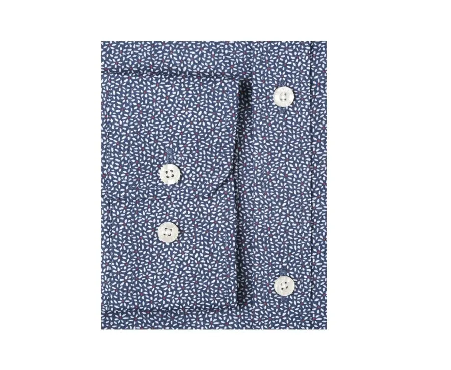 NAVY COTTON SHIRT WITH WHITE AND RED FLOWERS PRINT  PHILIMON