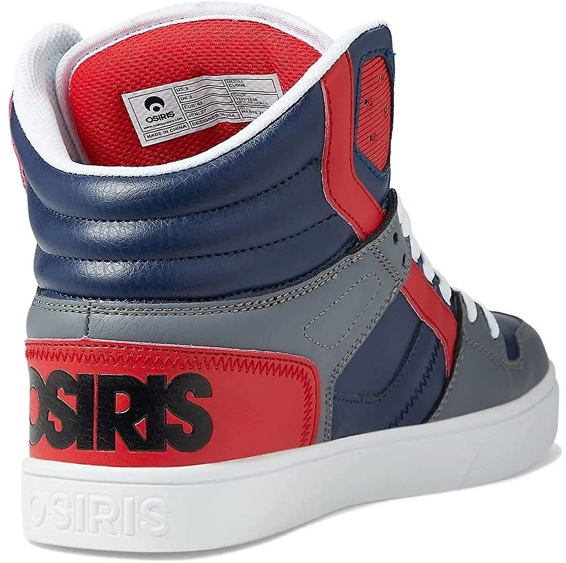 OSIRIS CLONE NAVY RED GREY MENS HI TOP SKATE TRAINERS9