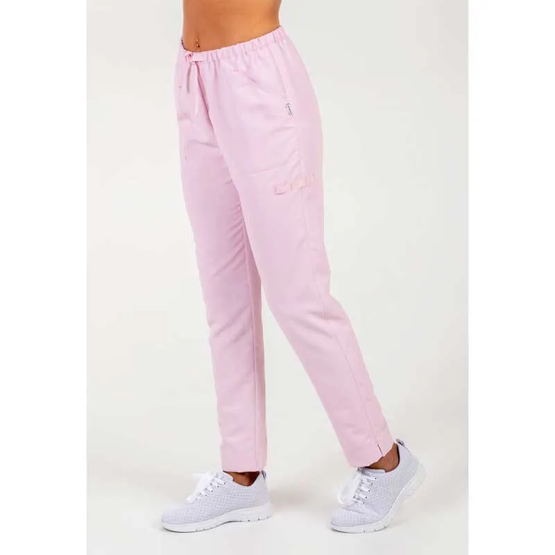 PANTALóN LABORAL DE MICROFIBRA ROSA CON CINTA  DYNEKE