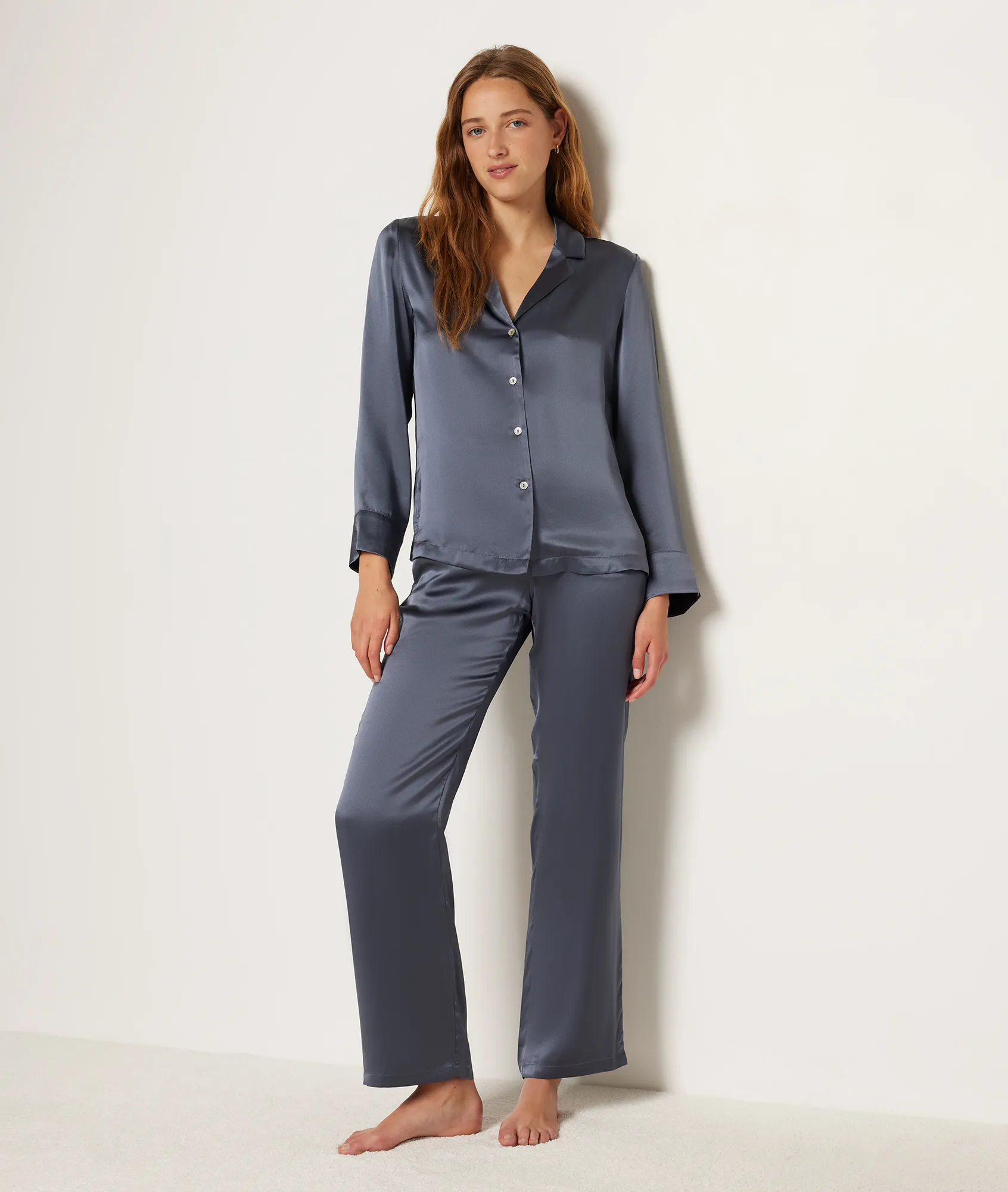 PANTALóN PIJAMA DE SEDA PEARLY ANTHRACITE  ETAM