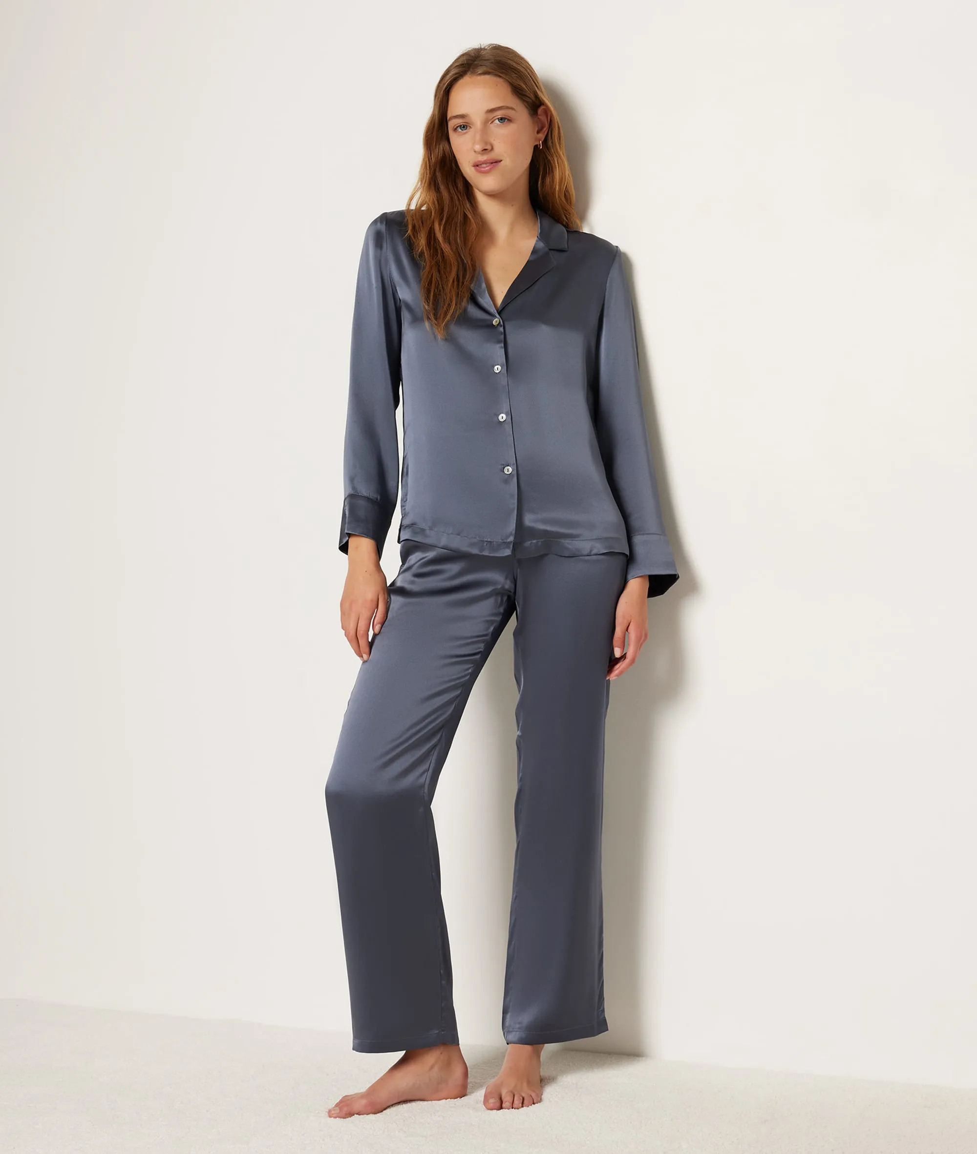 PANTALóN PIJAMA DE SEDA PEARLY ANTHRACITE  ETAM