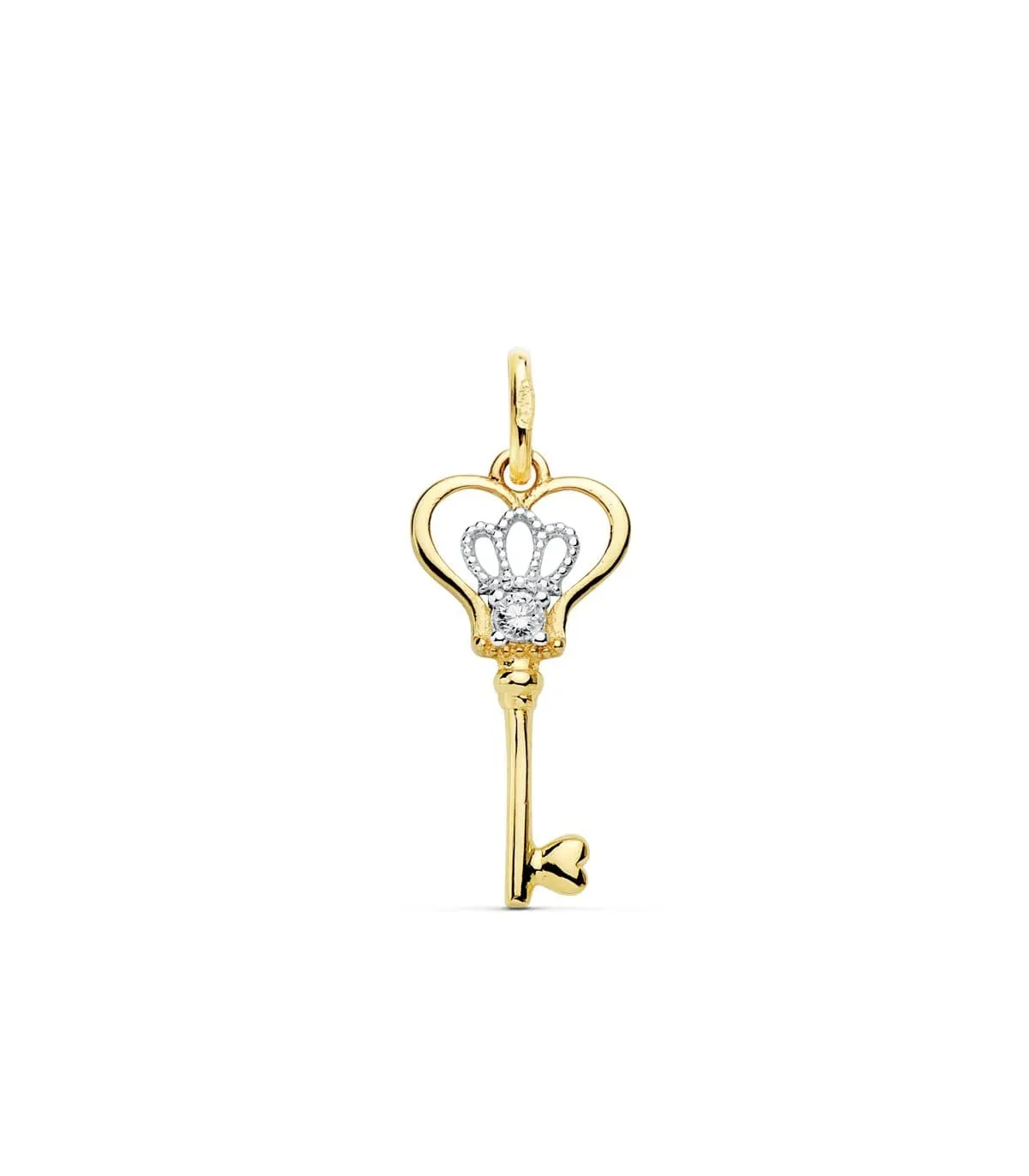 Pendentif Charm Clé Amulette Collection Or Bicolore 18 K 18 MM