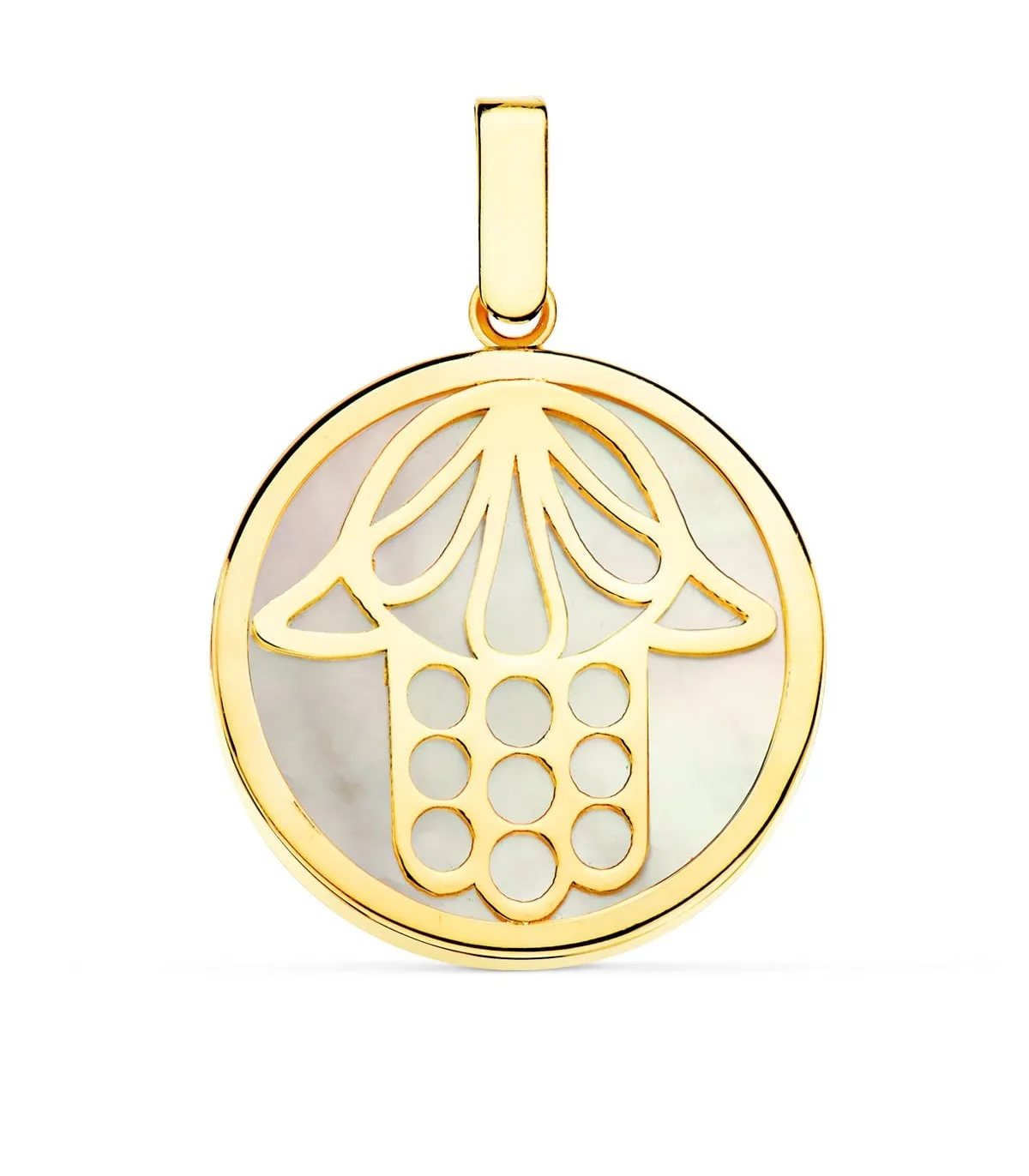 Pendentif Main de Fatma Nacre Or Jaune 18 K 20 MM