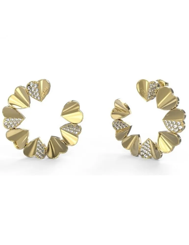 Pendientes Guess Mujer Lovely Corazones Acero Dorado