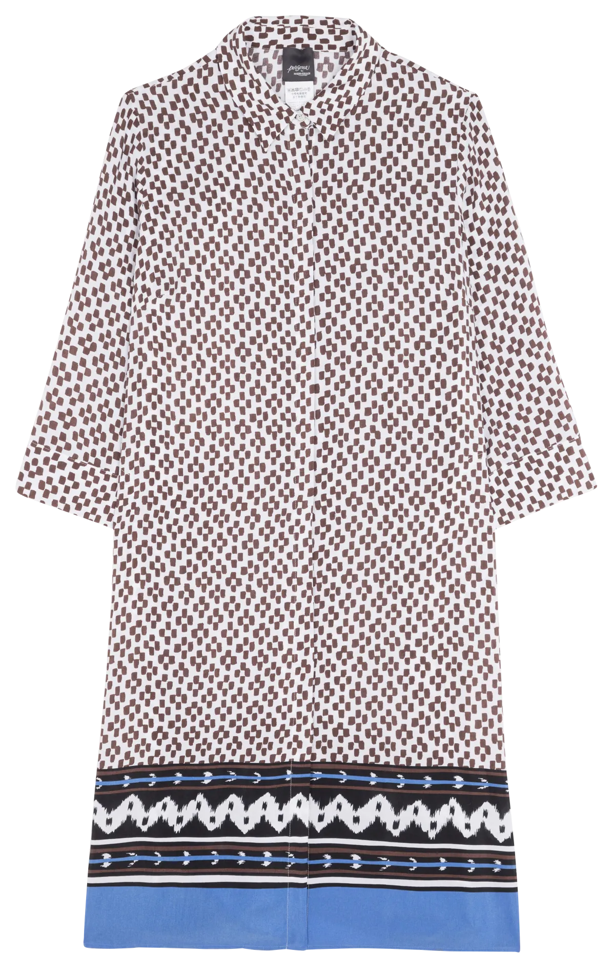 PERSONA BY MARINA RINALDI ORMA  VESTIDO CAMISERO MIDI ESTAMPADO EN BLANCO