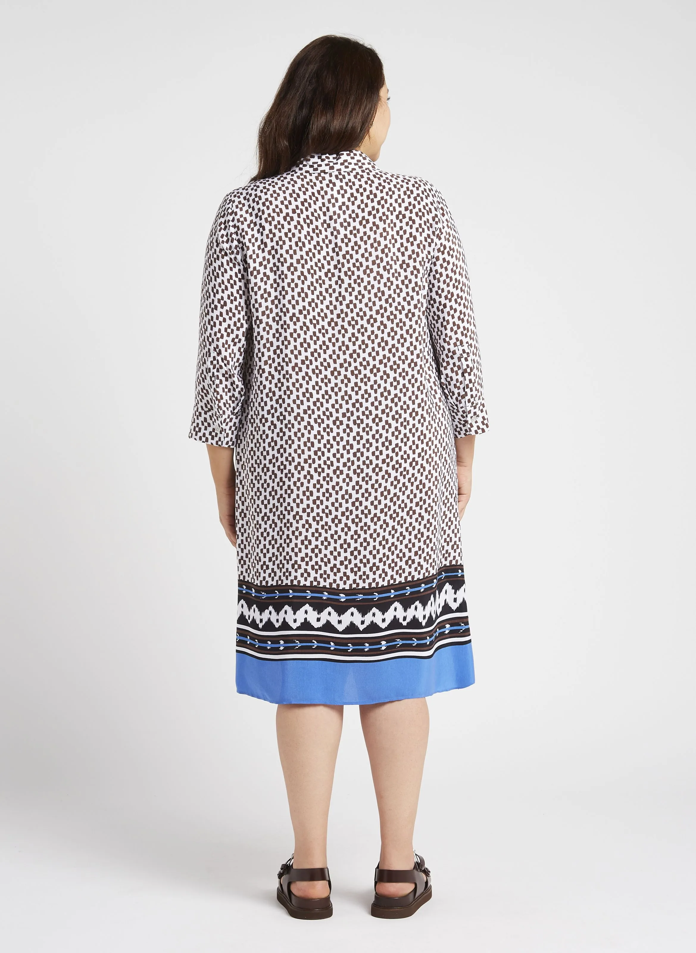 PERSONA BY MARINA RINALDI ORMA  VESTIDO CAMISERO MIDI ESTAMPADO EN BLANCO