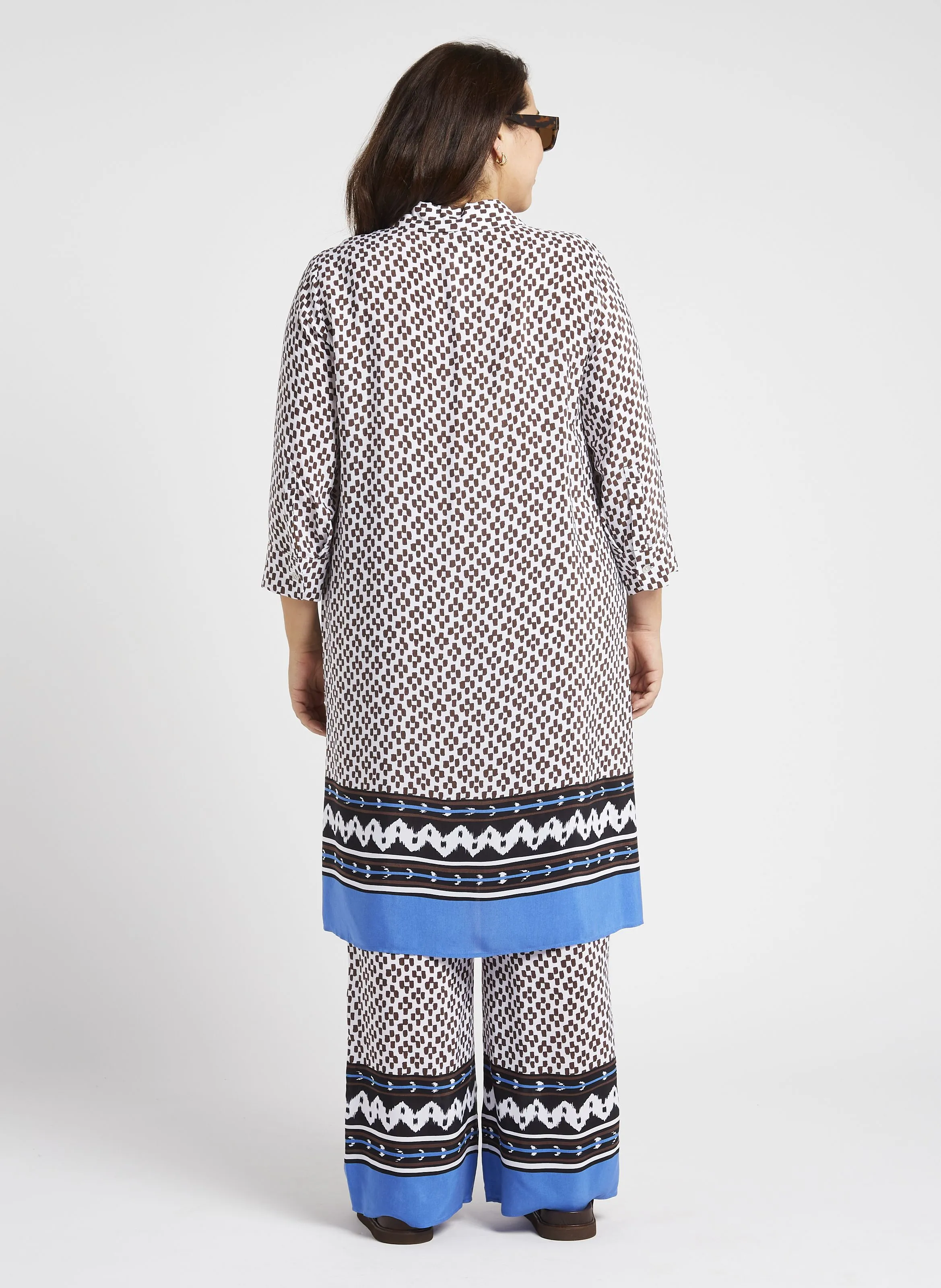 PERSONA BY MARINA RINALDI ORMA  VESTIDO CAMISERO MIDI ESTAMPADO EN BLANCO