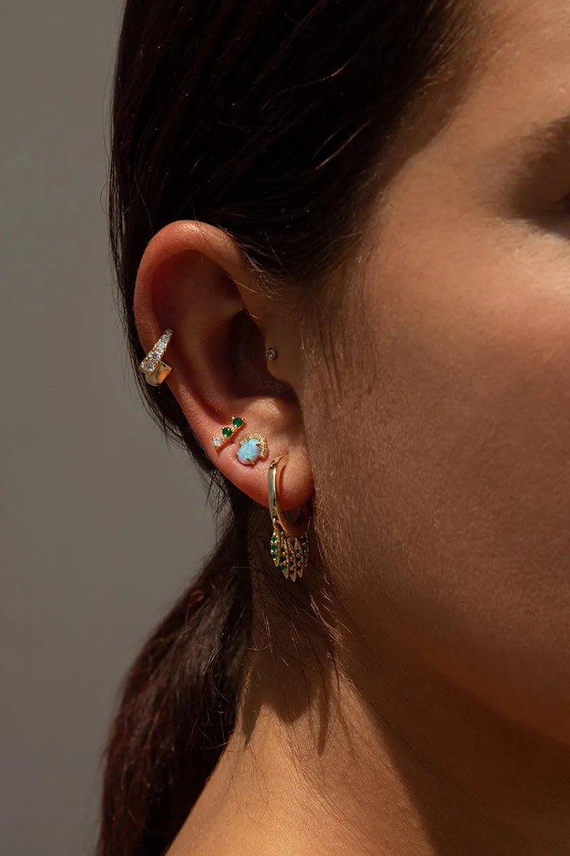 Piercing de plata bao dorado con ópalo y circonitas