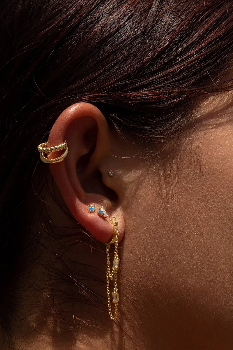 Piercing de plata bao dorado diseo triple ópalo