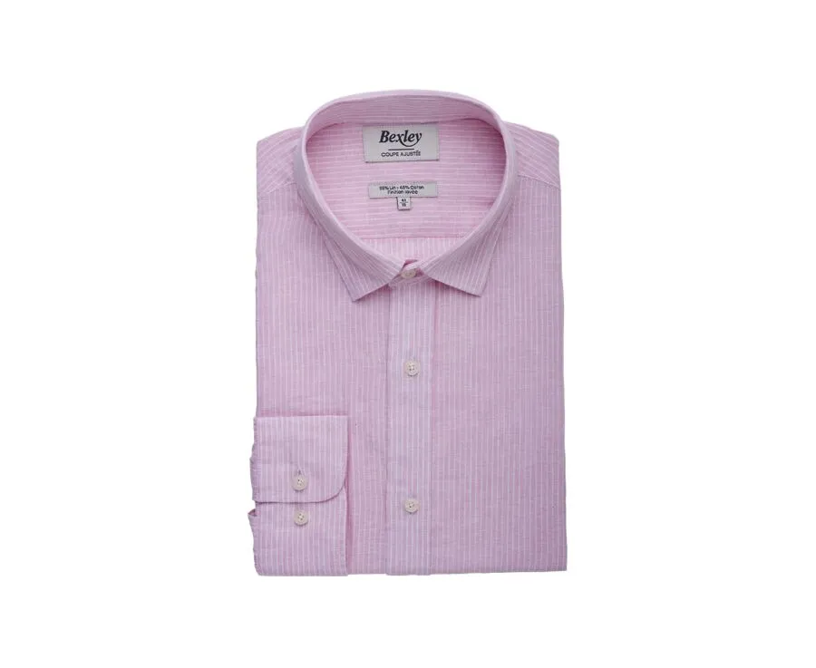 PINK & WHITE TRIM COTTON LINEN SHIRT  EDIBERT