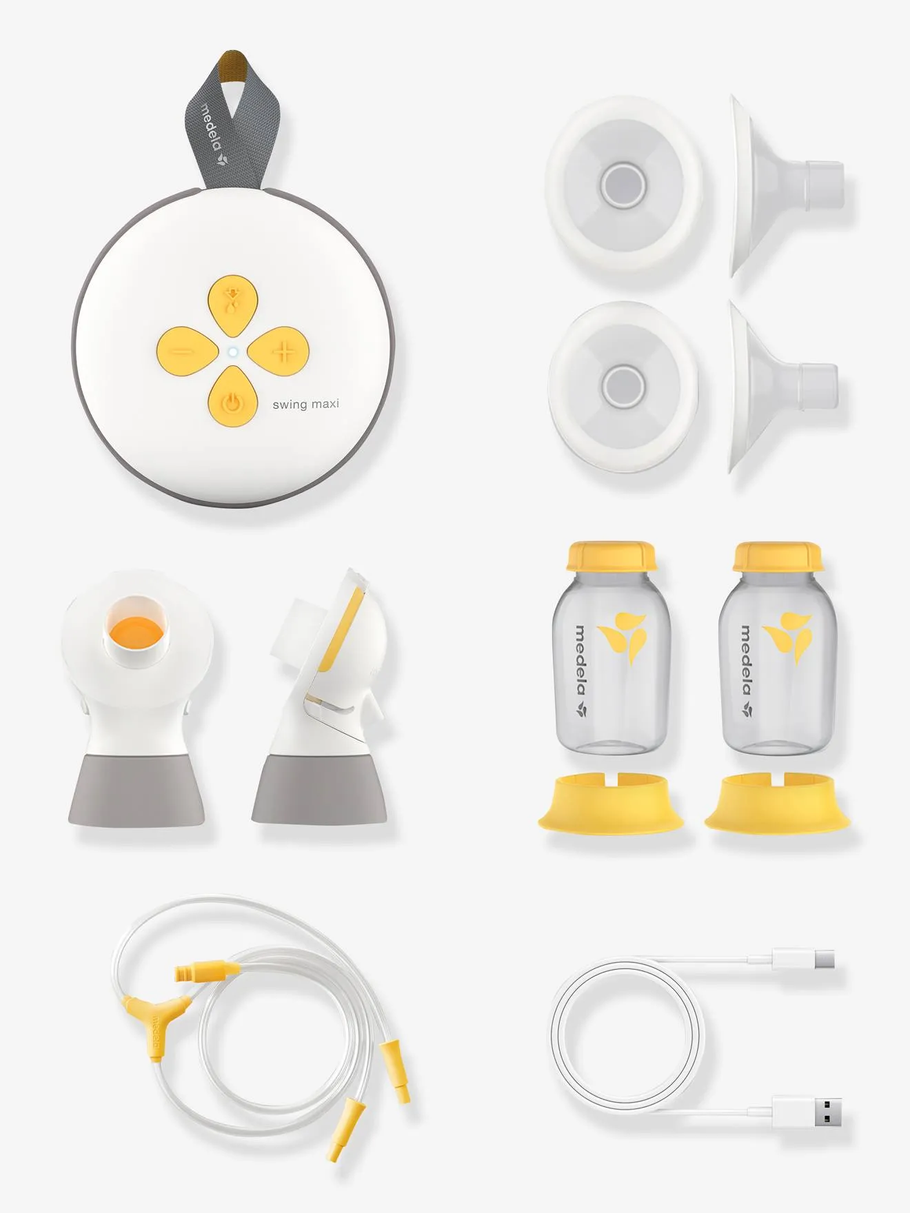 Sacaleches eléctrico doble recargable Swing Maxi MEDELA + 2 embudos