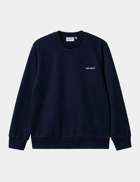SUDADERA CREW CARHARTT EMBROIDERY  DARK NAVY / WHITE